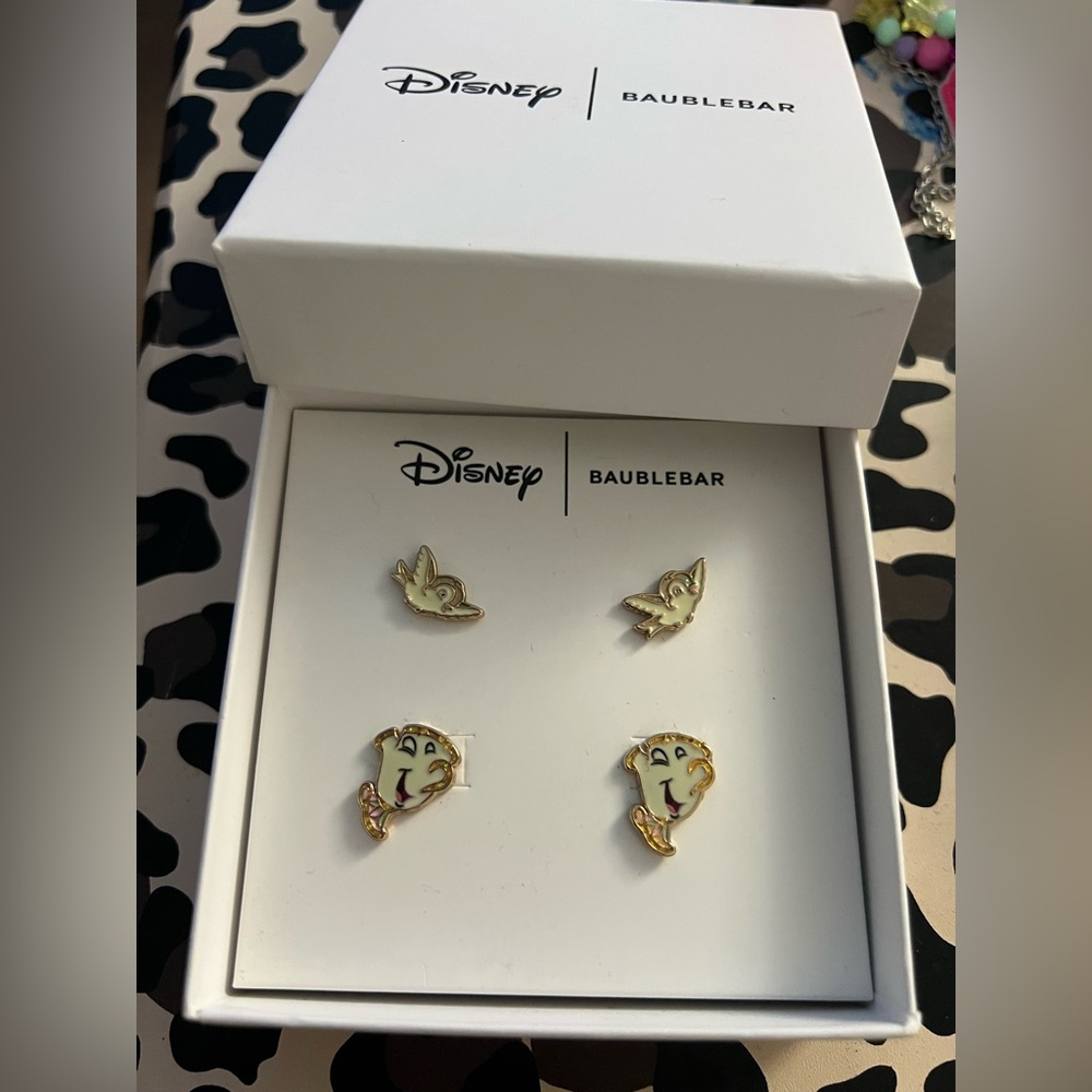 Disney Baublebar beauty and and the beast CHIP earrings NWB